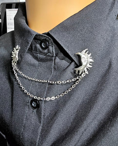 Sun and moon collar pin