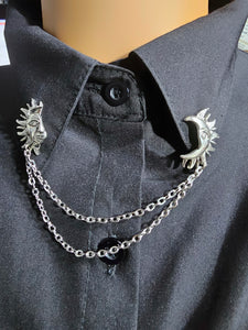 Sun and moon collar pin