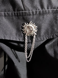 Sun and moon collar pin