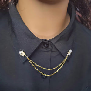 Pearly spider collar pin