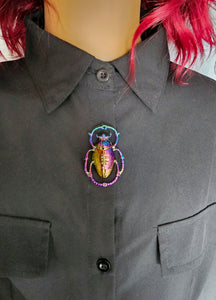 Iridescence scarab button cover