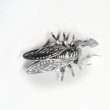 Load image into Gallery viewer, Small silver cicada button cover