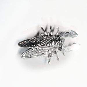 Small silver cicada button cover