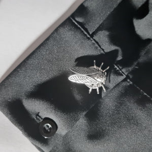 Small silver cicada button cover