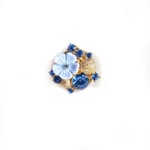 Blue flowers button cover