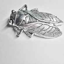 Load image into Gallery viewer, Silver cicada button cover