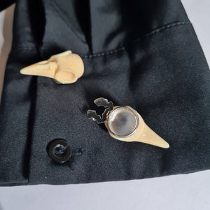 White raven skull button cover