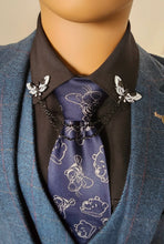 Load image into Gallery viewer, Black and white moth collar pin