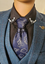 Load image into Gallery viewer, Black and white moth collar pin