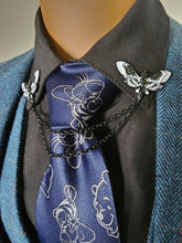 Load image into Gallery viewer, Black and white moth collar pin