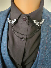 Load image into Gallery viewer, Black and white moth collar pin
