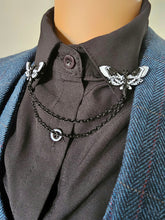Load image into Gallery viewer, Black and white moth collar pin