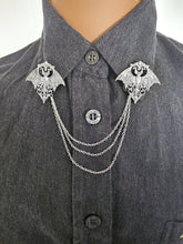 Load image into Gallery viewer, Gothic bat collar pin with chains