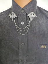 Load image into Gallery viewer, Gothic bat collar pin with chains