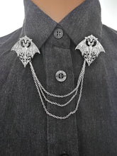 Load image into Gallery viewer, Gothic bat collar pin with chains