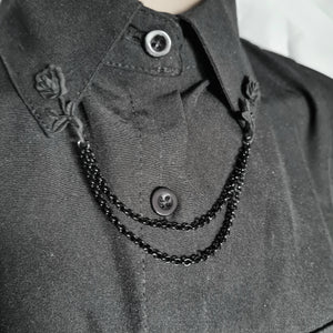 Black rose collar pin