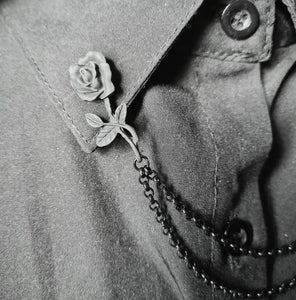 Black rose collar pin