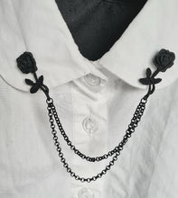 Load image into Gallery viewer, Black rose collar pin