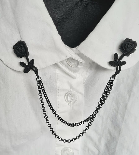 Black rose collar pin