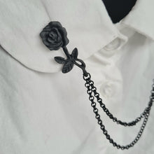 Load image into Gallery viewer, Black rose collar pin