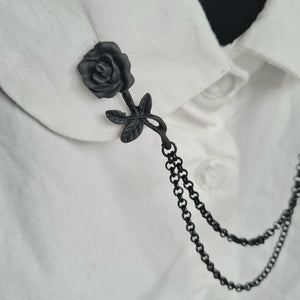 Black rose collar pin