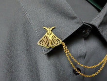 Load image into Gallery viewer, Gold moth collar pin