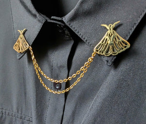 Gold moth collar pin