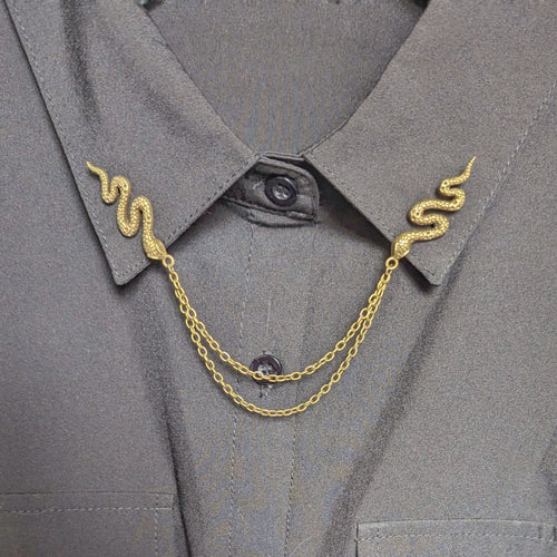 Bronze snake collar pin