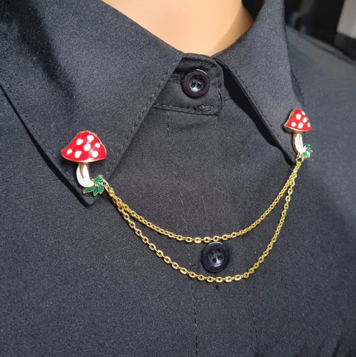 Gold mushrooms collar pin