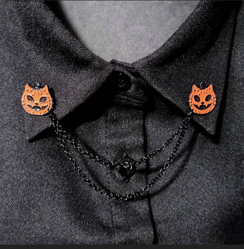 Pumpkin cat collar pin