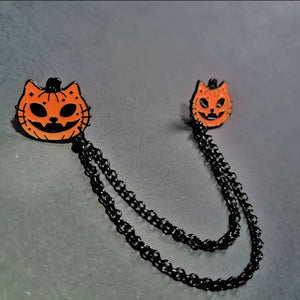 Pumpkin cat collar pin