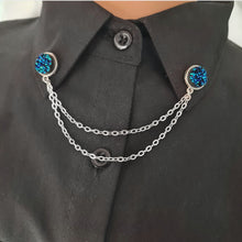 Load image into Gallery viewer, Blue druzy collar pin