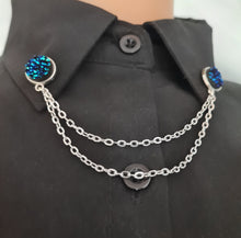 Load image into Gallery viewer, Blue druzy collar pin