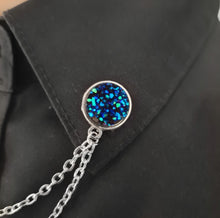 Load image into Gallery viewer, Blue druzy collar pin