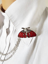 Load image into Gallery viewer, Red moth collar pin