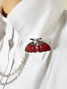 Red moth collar pin