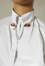 Load image into Gallery viewer, Red moth collar pin