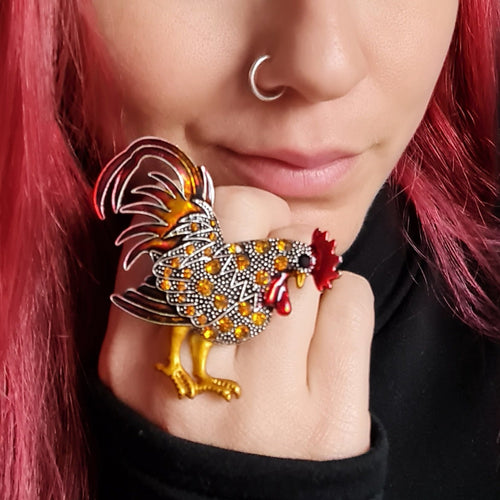 Red rooster ring