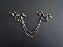 Load image into Gallery viewer, Unicorn skeleton collar pin