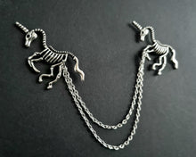 Load image into Gallery viewer, Unicorn skeleton collar pin