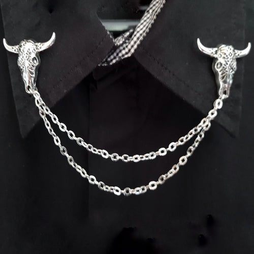 Bull skull etno collar pin