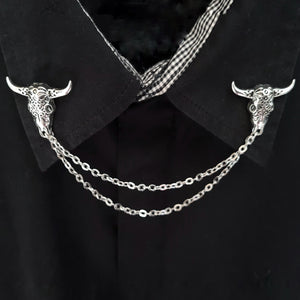 Bull skull etno collar pin