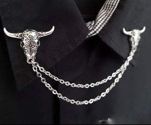 Bull skull etno collar pin