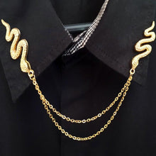 Load image into Gallery viewer, Gold snake collar pin