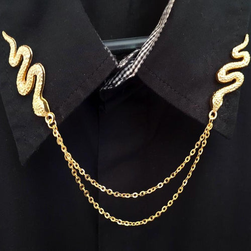 Gold snake collar pin