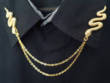 Load image into Gallery viewer, Gold snake collar pin