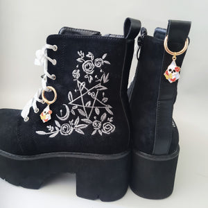 Floral skull shoe charms