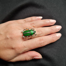 Load image into Gallery viewer, Green scarab ring