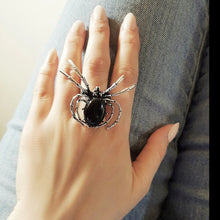 Load image into Gallery viewer, Black spider ring