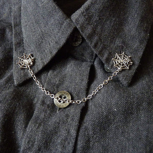 Spider web collar pin